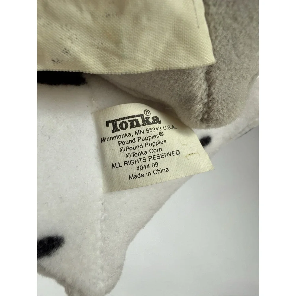 Vintage 1985 Tonka Pound Puppies Plush Dog Gray Black White Stuffed Animals 7in